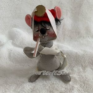 Vintage Annalee Get Well Soon Grey Mouse Doll Bandage Compress